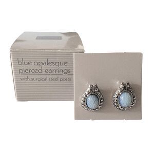 1991 Avon Blue Opalesque Earrings | Bohemian Flair | NIB